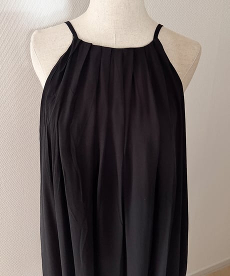 Pleated Camisole One-piece / Black