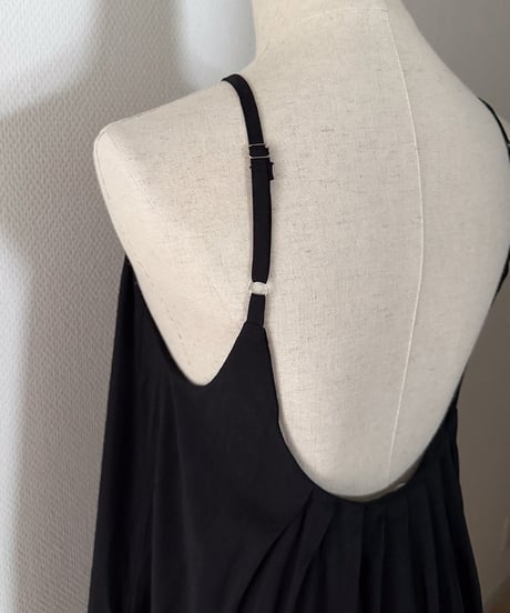Pleated Camisole One-piece / Black