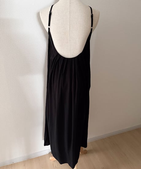 Pleated Camisole One-piece / Black