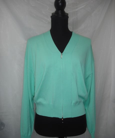 mint green w zip cardigan