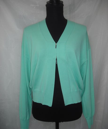 mint green w zip cardigan