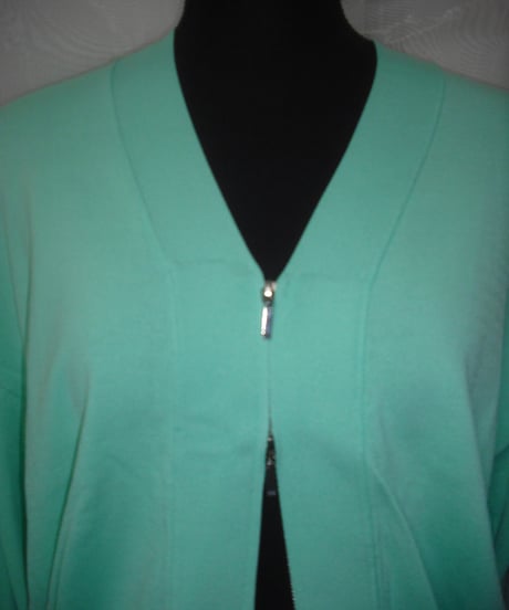 mint green w zip cardigan