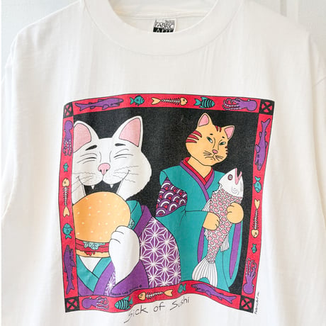90's Fabric Art Print "Rebecca Lee Baldwin" Cat Art Graphic T-shirt