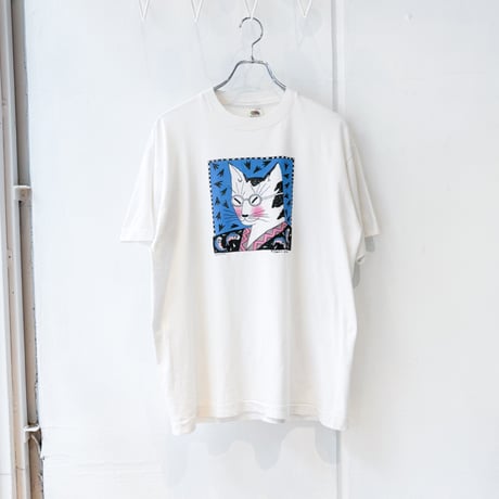 90's Fabric Art Print "NANCE O'SASSER# Cat Art Graphic T-shirt