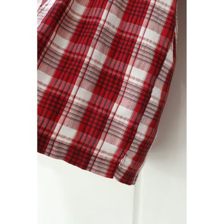 no boundaries S/S plaid open collar shirts