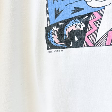 90's Fabric Art Print "NANCE O'SASSER# Cat Art Graphic T-shirt