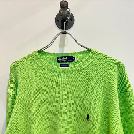 90’s~Polo by Ralph Lauren Cotton knit sweater #neon green
