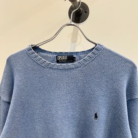 90’s~Polo by Ralph Lauren Cotton knit sweater #Sax