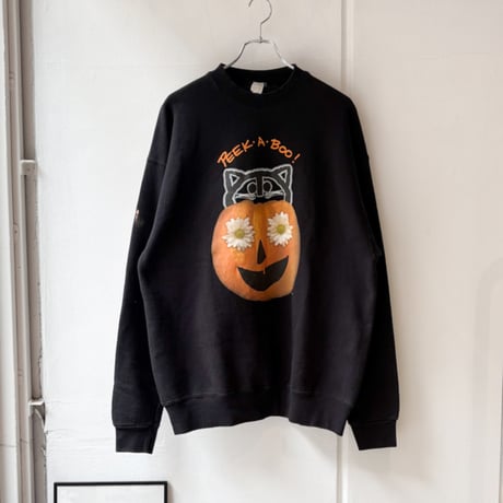 90s USA-Made "PEEK-A-BOO!" Halloween Cat Graphic Sweatshirt