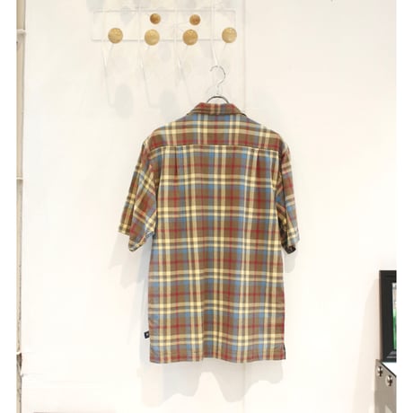 90’s Stussy S/S plaid open collar shirts