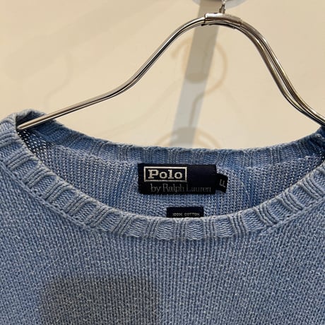90’s~Polo by Ralph Lauren Cotton knit sweater #Sax