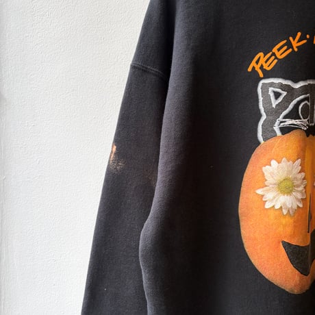 90s USA-Made "PEEK-A-BOO!" Halloween Cat Graphic Sweatshirt