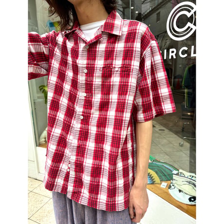 no boundaries S/S plaid open collar shirts