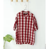 no boundaries S/S plaid open collar shirts