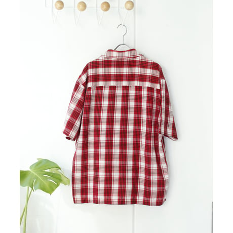 no boundaries S/S plaid open collar shirts