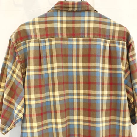 90’s Stussy S/S plaid open collar shirts