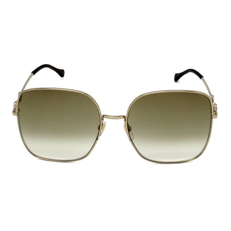 日本正規品 GUCCI SUNGLASSES GG0879S 002 BROWN GOLD グッチ サングラス ノーズパッド 眼鏡 UVカット メンズ レディース ブラウン ゴールド