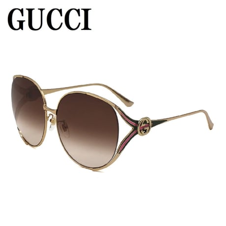 日本正規品 GUCCI SUNGLASSES GG0225S 007 BROWN GOLD グッチ サングラス ノーズパッド 眼鏡 UVカット メンズ レディース ブラウン ゴールド
