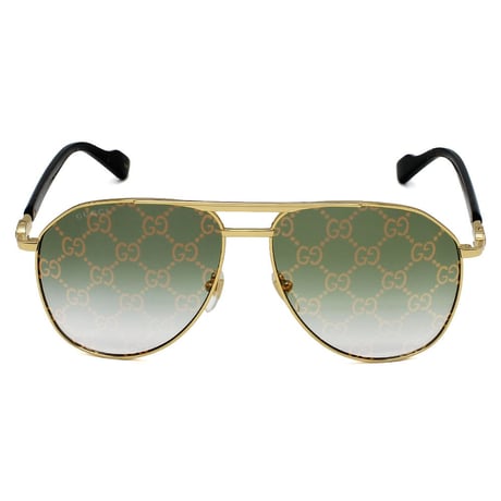 日本正規品 GUCCI SUNGLASSES GG1220S 004 GREEN GOLD グッチ サングラス ノーズパッド 眼鏡 UVカット メンズ レディース グリーン ゴールド