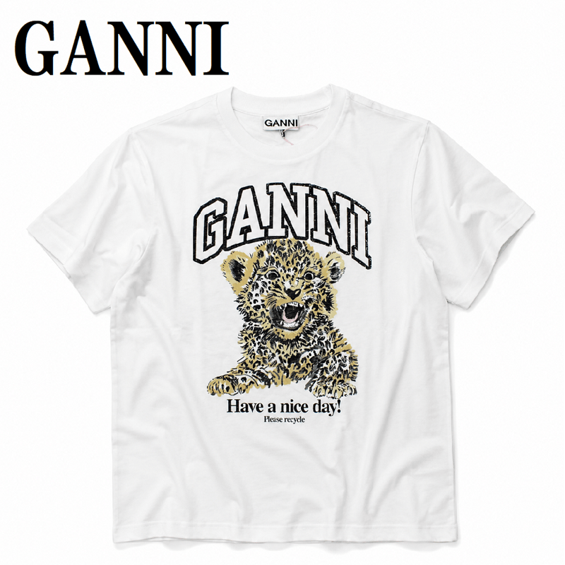 ガニー GANNI T4124 943 LEOPARD XXS XS S M L XL Tシャ