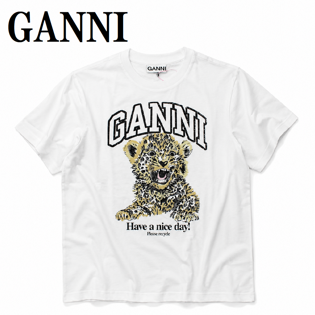 【りったん】新品 ガニー GANNI Tシャツ S T4124-943 ガニー GANNI T4124 943 LEOPARD XXS XS S M L XL Tシャ
