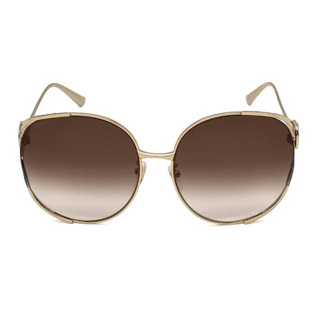 日本正規品 GUCCI SUNGLASSES GG0225S 007 BROWN GOLD グッチ サングラス ノーズパッド 眼鏡 UVカット メンズ レディース ブラウン ゴールド