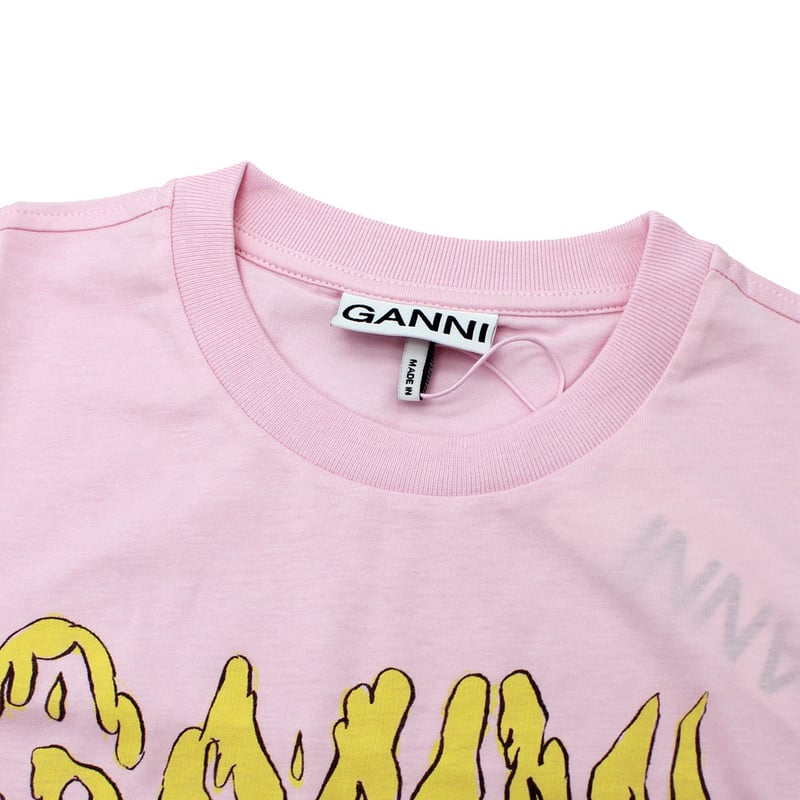 ガニー GANNI A1050074 868 S M L Tシャツ 半袖 ロゴ テディ プリン