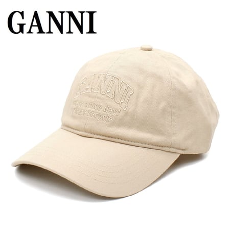 GANNI CAP A5861 135 EGRET ガニー キャップ 帽子 ベースボール ロゴ おしゃれ ウィメンズ レディース イーグレット ベージュ