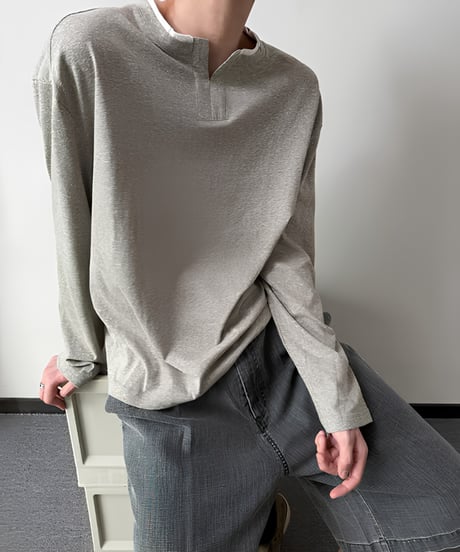 ホワイトライン メランジキーネックロンT / 3color