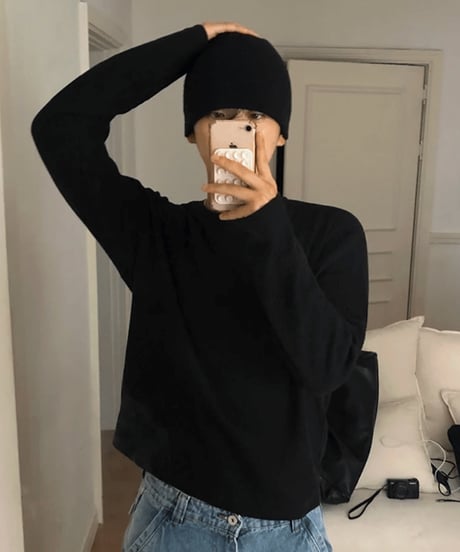 ワッフルクルーネックロンT / 2color