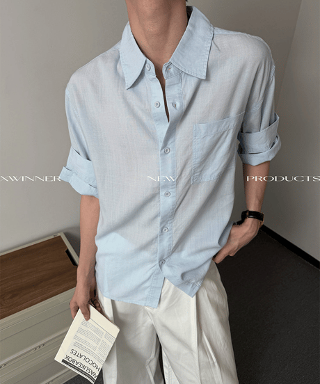 リネンブレンドワッシャーショートスリーブシャツ / 3color