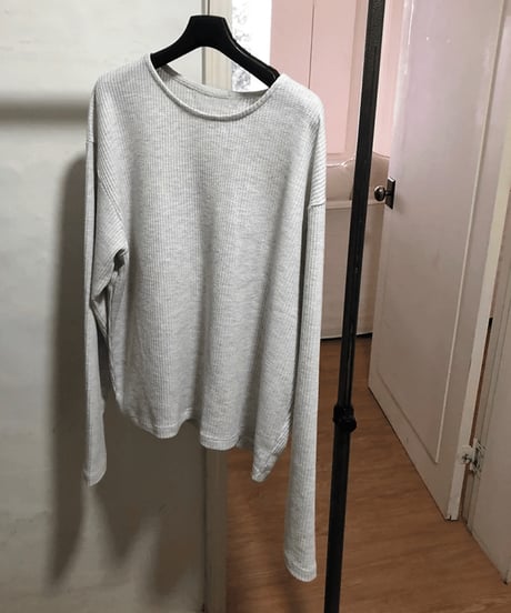 ワッフルクルーネックロンT / 2color