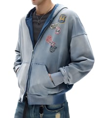 ヴィンテージウォッシュワッペンジップパーカー