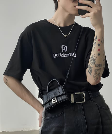 ミニロゴ刺繍 ルーズシルエット Tシャツ / 3color