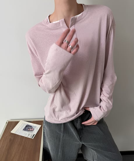ホワイトライン メランジキーネックロンT / 3color