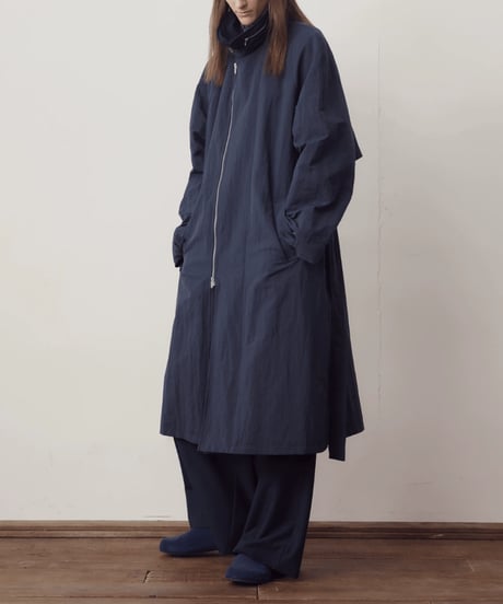 スタンドカラー 2WAY ジップロングトレンチコート / 2color