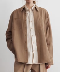 リネンブレンド オーバーサイズ 長袖シャツ / 2color