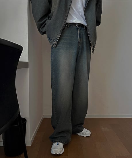 ヴィンテージウォッシュ ワイドデニムパンツ