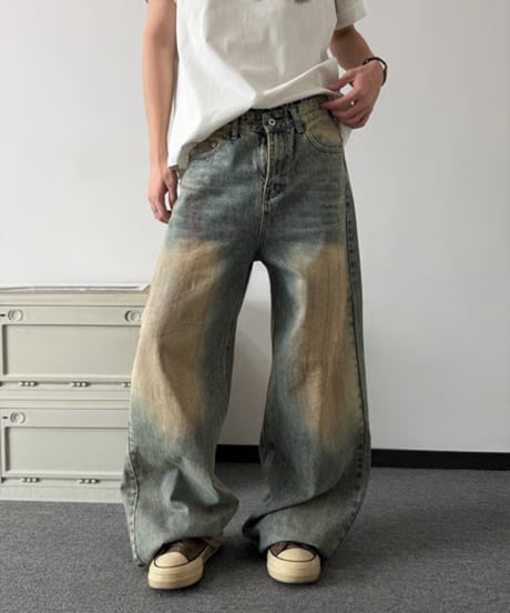 ヴィンテージグラデーション ルーズワイドデニムパンツ