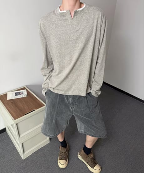 ホワイトライン メランジキーネックロンT / 3color