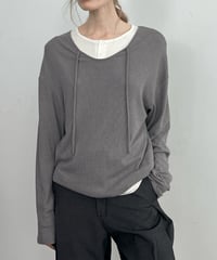 リブスキッパー ドロスト 長袖Tシャツ / 2color