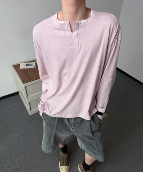ホワイトライン メランジキーネックロンT / 3color