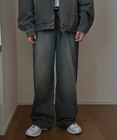 ヴィンテージウォッシュ ワイドデニムパンツ