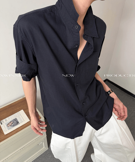 リネンブレンドワッシャーショートスリーブシャツ / 3color