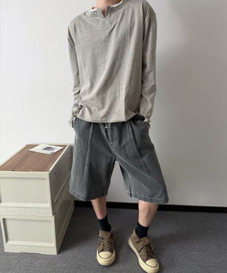 ホワイトライン メランジキーネックロンT / 3color
