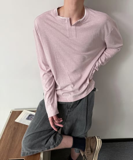ホワイトライン メランジキーネックロンT / 3color