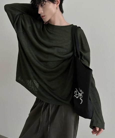 シアーテクスチャールーズ ロングスリーブTシャツ / 2color