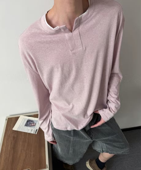ホワイトライン メランジキーネックロンT / 3color