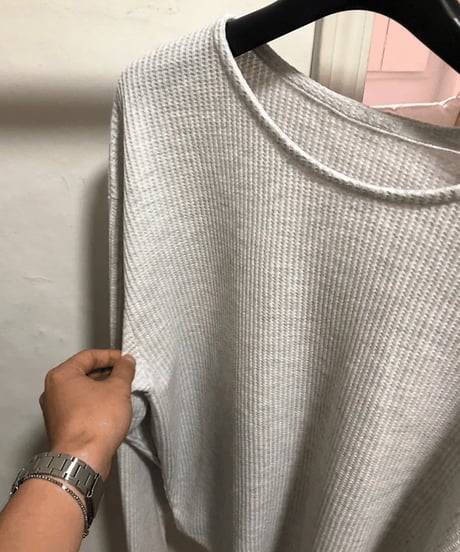 ワッフルクルーネックロンT / 2color