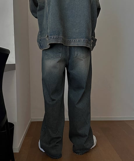 ヴィンテージウォッシュ ワイドデニムパンツ